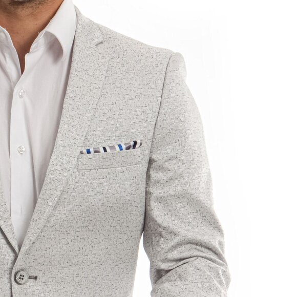 Men's Textured Light Grey Blazer Jacket by Tazio - Picture 2 of 8